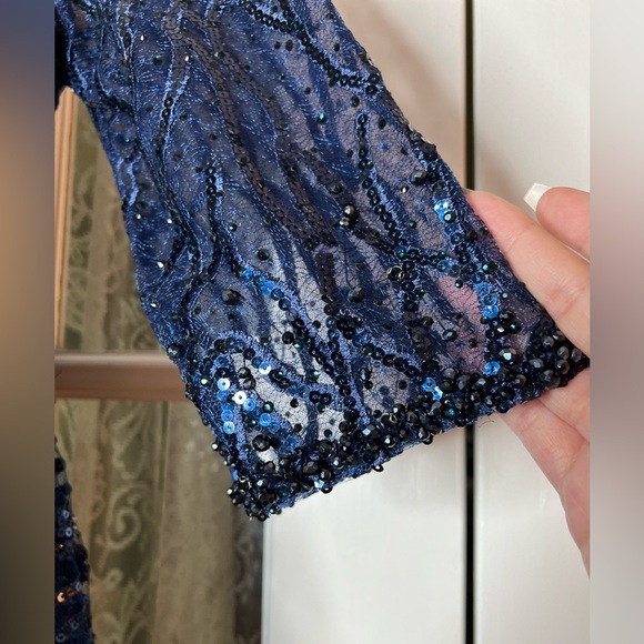 Mac Duggal Embellished 3/4 Sleeve A Line Dress - Picture 10 of 16